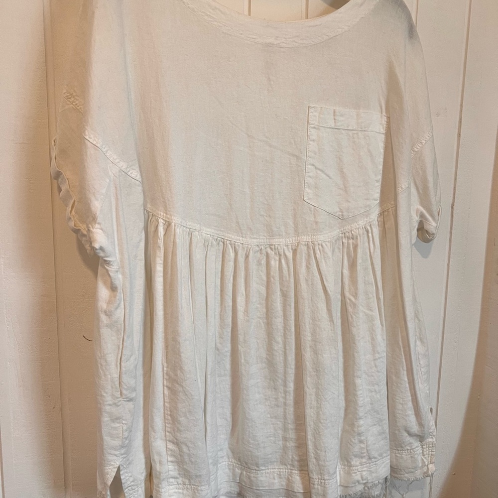 We The Free Cream Blouse with Pocket